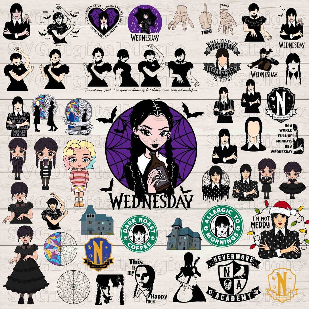 Wednesday Clipart Bundle SVG, Alphabet SVG, Wednesday Svg Cut Files for ...
