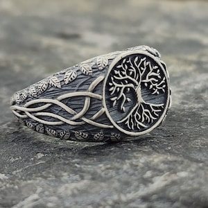 Tree of Life Silver Ring, 925 Sterling Silver Ring For Men, Yggdrasil Ring, Handmade Jewelry, Gift For Him
