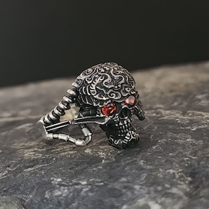 Skull Handmade Sterling Silver Men Biker Ring, Silver Skull Gothic Ring, Skull Punk Ring, Skull Silver Men Jewelry, Unique Ring for men
