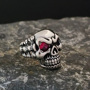 Skull Handmade Sterling Silver Men Biker Ring, Silver Skull Gothic Ring, Skull Punk Ring, Skull Silver Men Jewelry, Unique Ring for men
