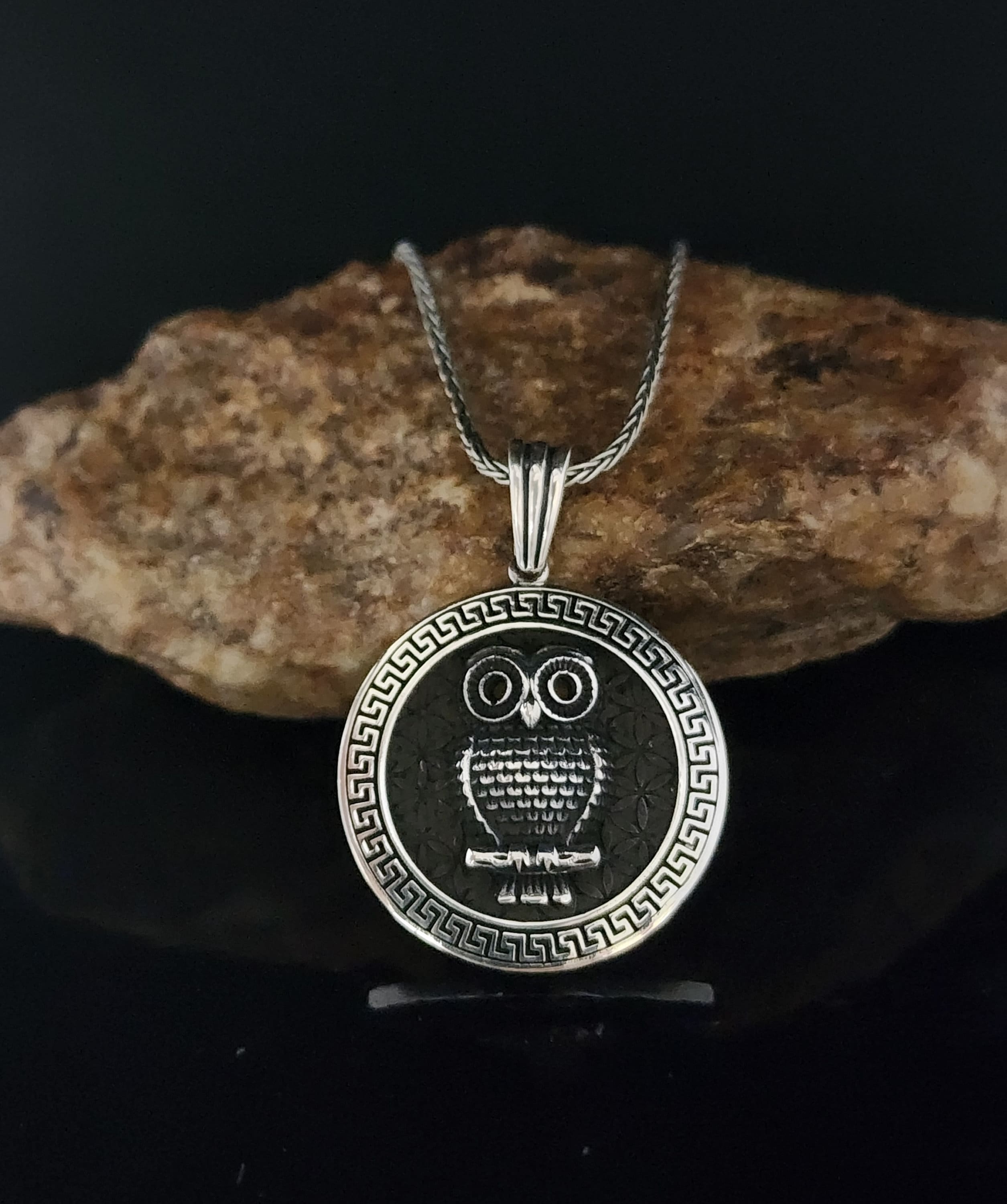 Handmade Sterling Silver Owl Pendant: Athena's Patron Bird Necklace