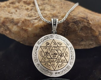 Seal Of Solomon Necklace, King Solomon Pendant, Solomon Talisman Necklace, 925K Silver Handmade Locket Pendant, Gifts For Him