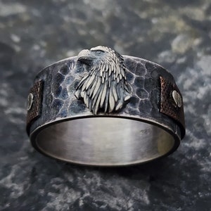 Adler Einzigartiges Design Handgemachte Sterling Silber Männer Band Ring, Adler Silber Schmuck, Adler Silber Band, Tier Ring, Minimalistischen Ring, Geschenk für Männer