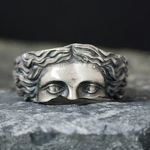 Aphrodite Eyes One Of A Kind Ring, Goddess Venus Ring in Roman Mythology, Ancient Greek Ring in Sterling Silver, Fantasy Ring For Men&Women