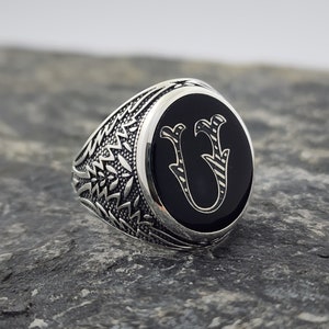 Anel de sinete - Anel de sinete gravado inicial - Anel masculino inicial - Anel de letra para homens - Anel masculino personalizado - Anel masculino - Anel ajustável