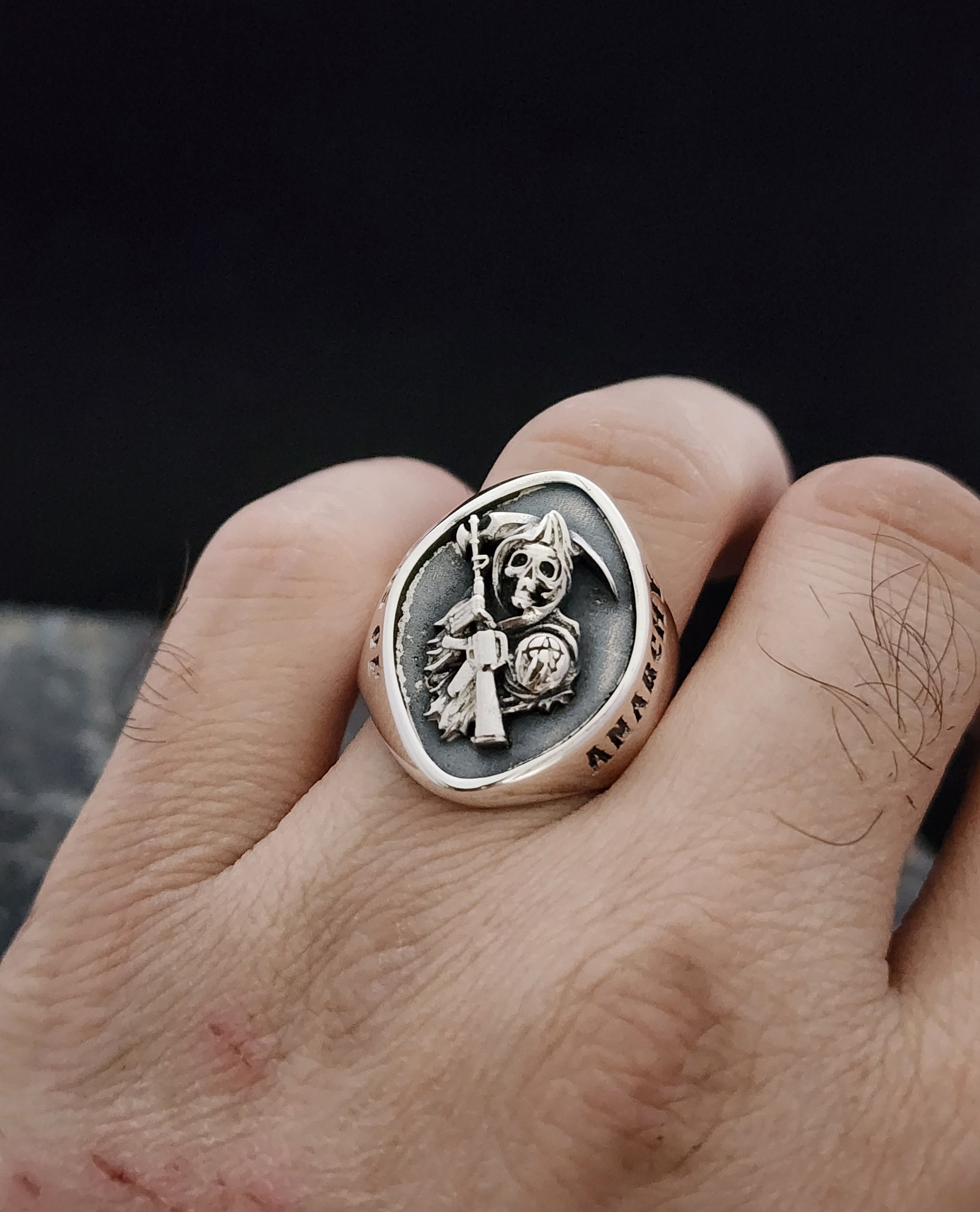 Anello Da Uomo Con Teschio Massonico In Acciaio Inox, Anello Con Teschio Da Vampiro, Per Halloween, Per Motociclisti, Stile Gotico Con Teschio Di Demoni, T1/2, Metallo