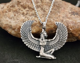 Geflügelter Engel Schwert Anhänger: 925 Sterling Silber Halskette