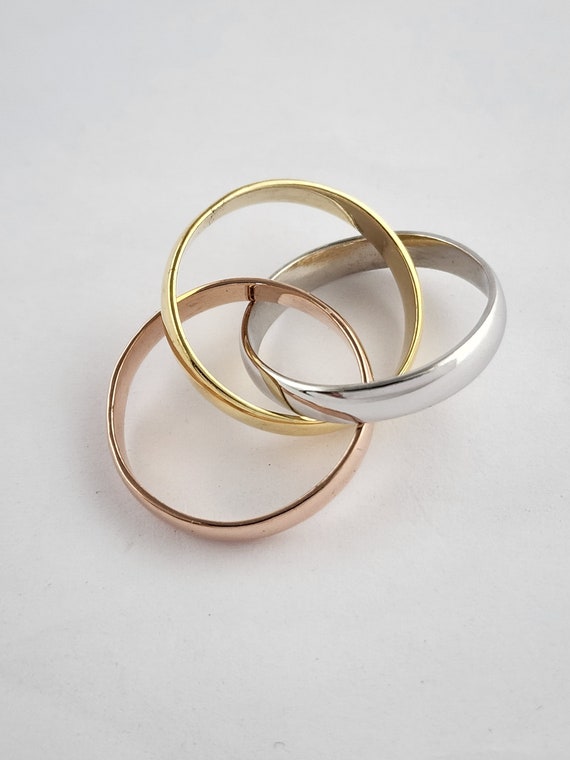 10k Tricolor Gold - 3 Band Turkish Puzzle Ring - Etsy