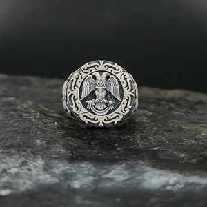 Two-Headed Eagle Ring, Double Headed Eagle Ring,Silver Men Ring,Mason Ring,Eagle Sterling Silver Ring Men,Animal Ring, Handmade Ring