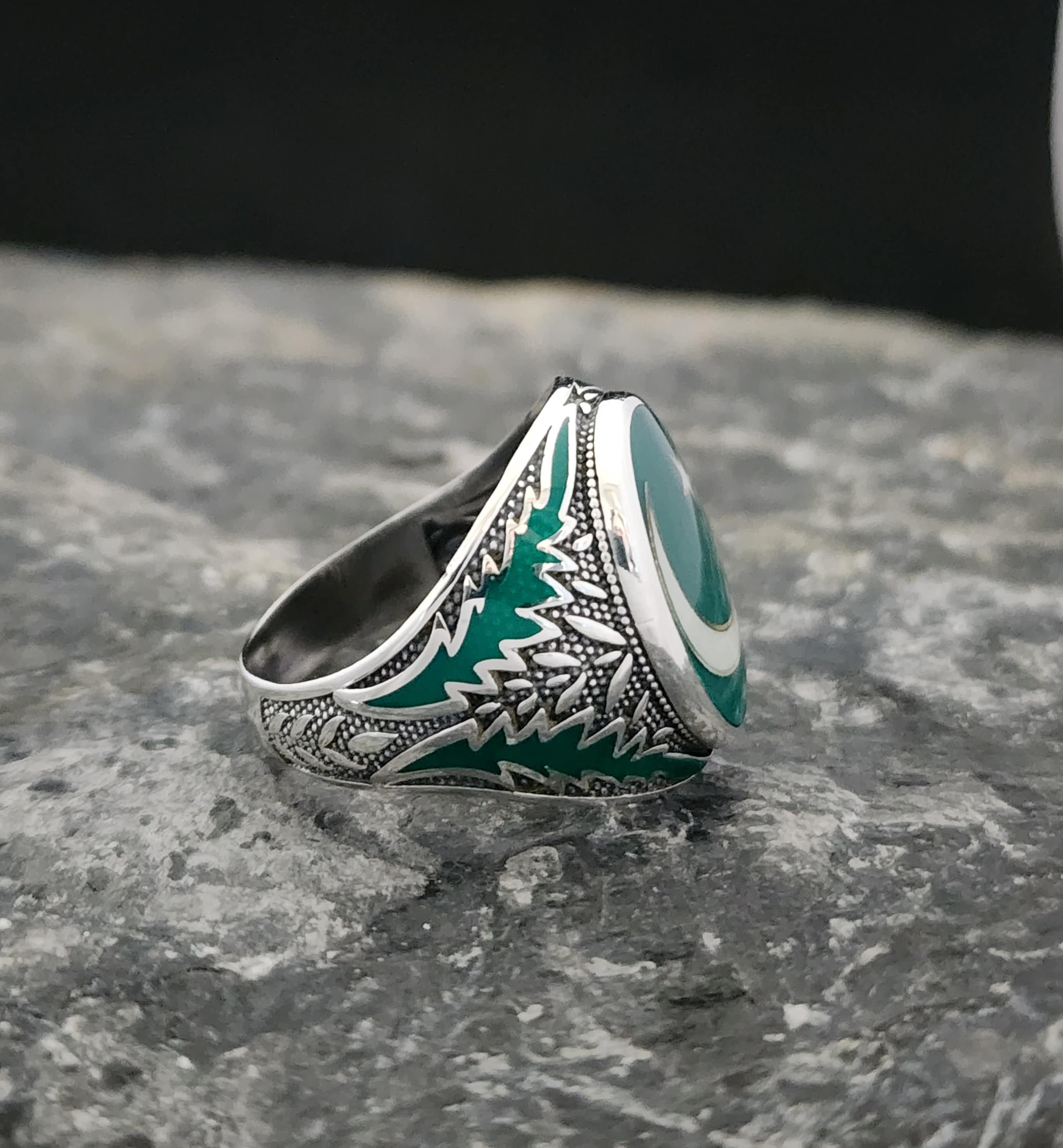 Silver Rings Pakistan Oval Pakistan Flag Sterling Silver Ring: Enamel Nationals Jewelry - Etsy