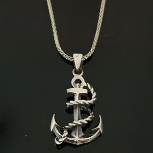 Sterling Silver Sailor Anchor Pendant Necklace: Nautical Jewelry Gift