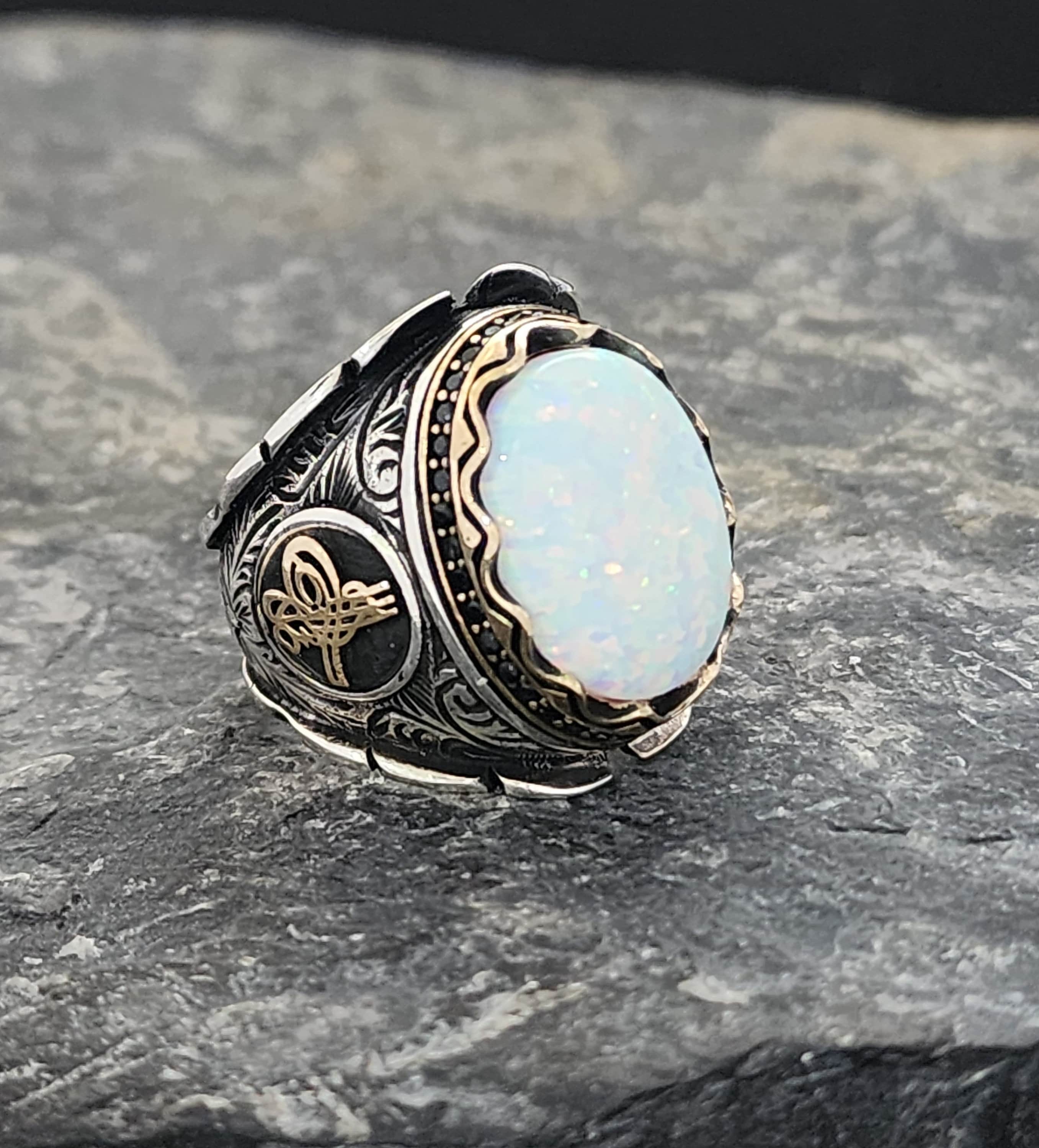 Handmade Sterling Silver Opal Signet Ring: Vintage Style - Etsy