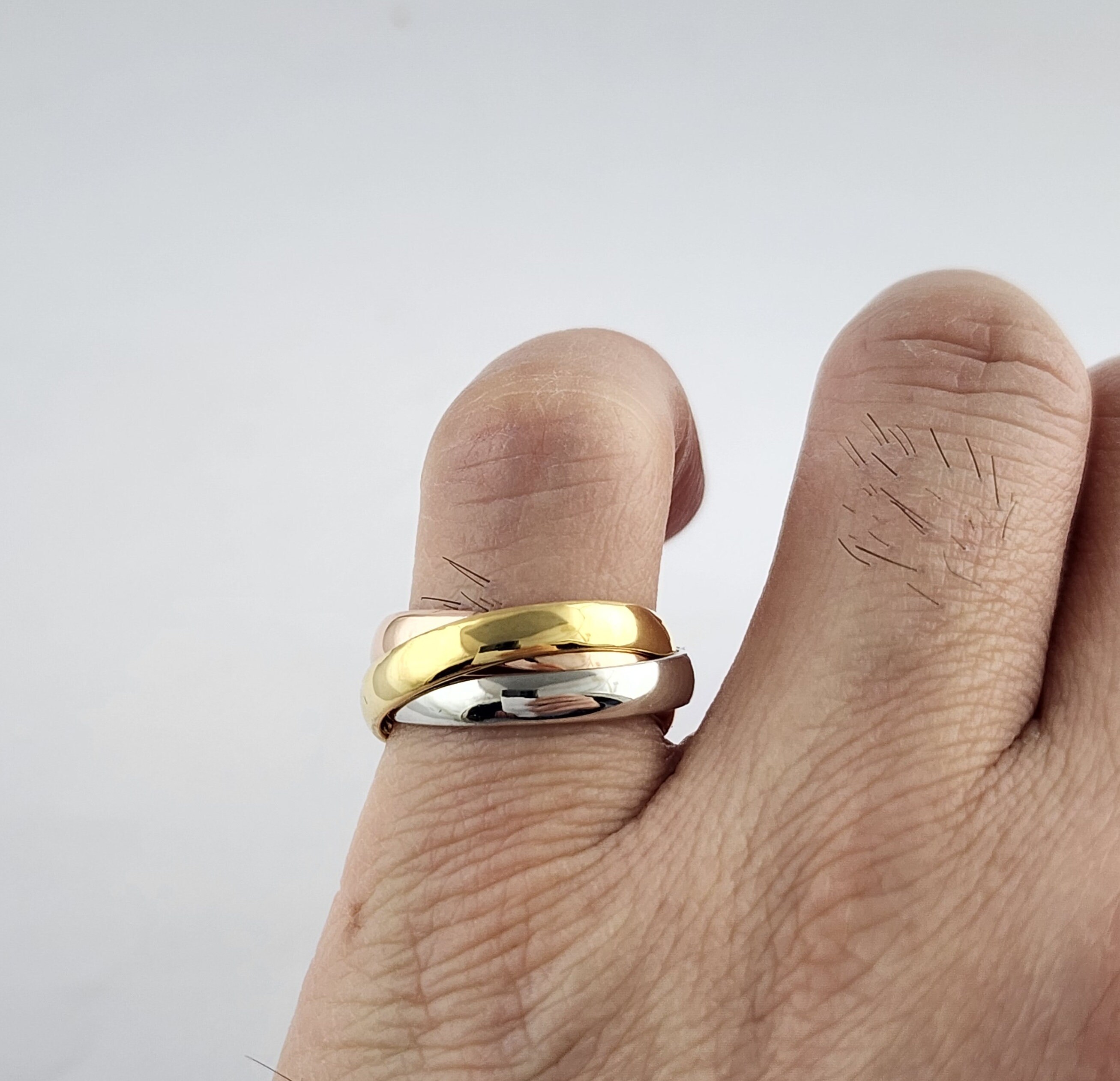 10k Tricolor Gold - 3 Band Turkish Puzzle Ring - Etsy