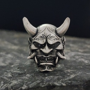 Oni Mask Ring, Demon Ring, Hannya Mask Ring, Biker Ring, Japanese, Devil Ring, Samurai Ring, Oni Mask, Japanese Samurai, Samurai Mask Ring