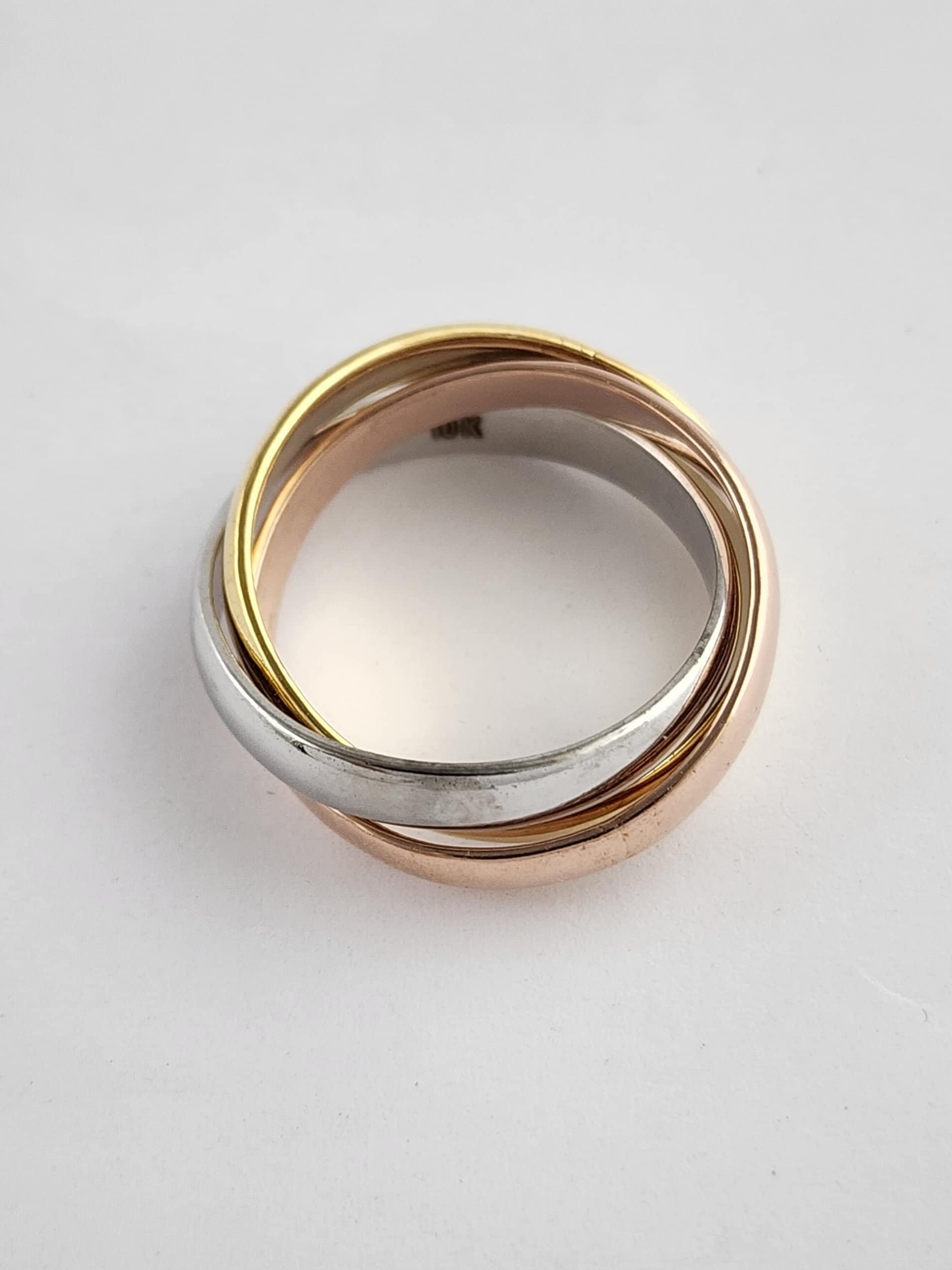 10k Tricolor Gold - 3 Band Turkish Puzzle Ring - Etsy