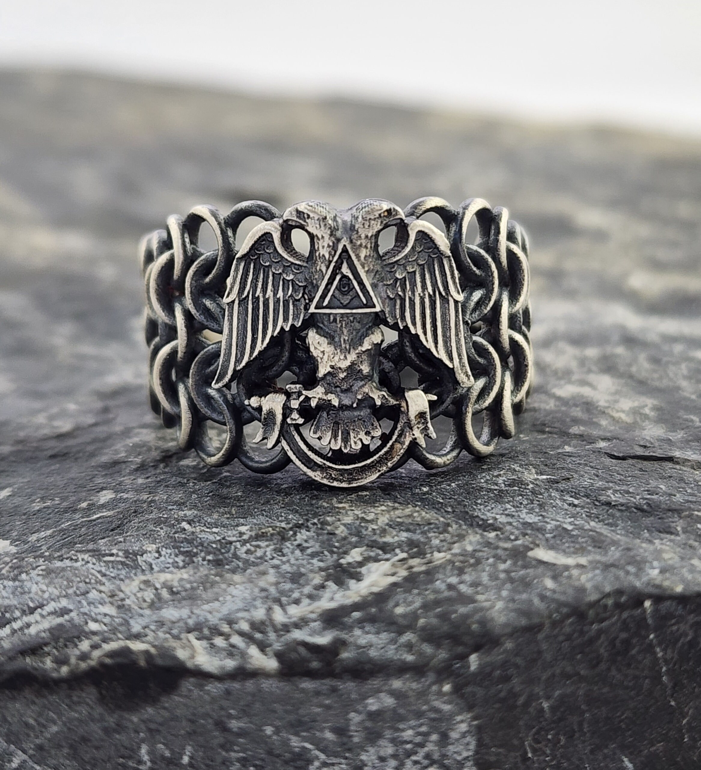 Enhong Signet Biker anelli argento nero Dio solido anello in Enhong Signet Biker anelli argento nero Dio solido anello in