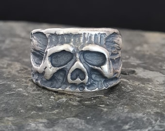 Skull Handmade Sterling Silver Men Biker Ring, Silver Skull Gothic Ring, Skull Punk Ring, Skull Silver Men Jewelry,Vampire Skull Ring