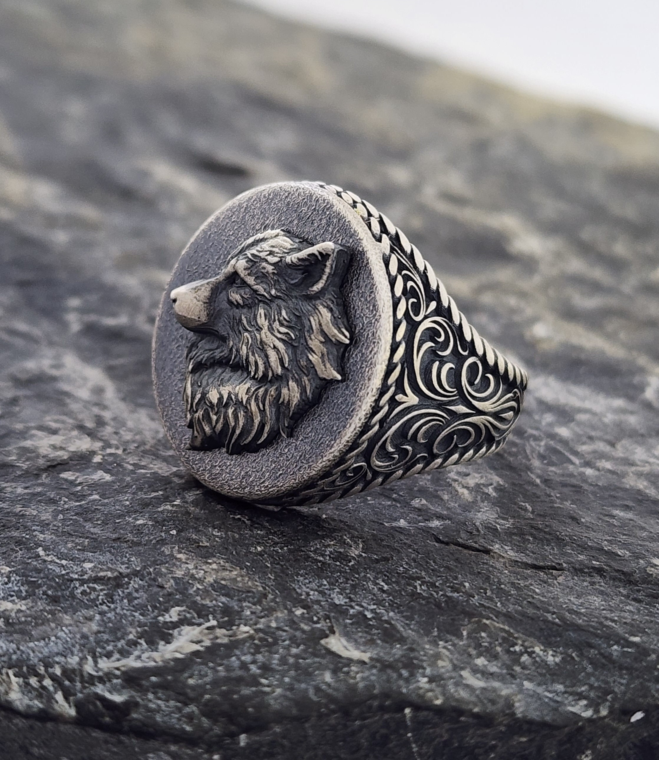 S*読様 gaboratory wolf ring silver 925 Buy Handmade Oxidized Sterling Silver Wolf Ring: Animal Jewelry