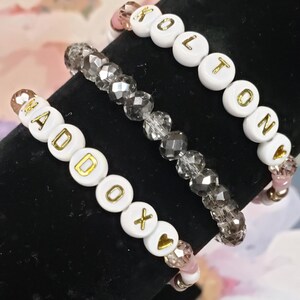 Personalized Name Heishi Bracelet with GOLD Letters, Custom Beaded Bracelet