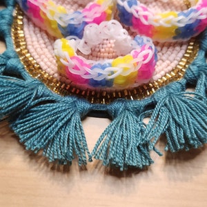 Pink, Yellow, & Blue Starburst |Rainbow Loom Rubber Band Bracelet