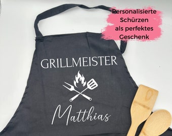 Kochschürze - Grillschürze mit Name - Personalisierte Schürze – Küche – Grill – Geschenk -Hobbykoch -Vatertag- Geburtstag - Mann - Frau