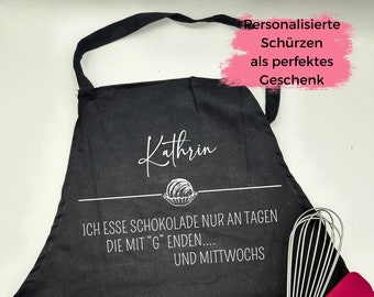 Kochschürze - Backschürze Name Schokolade Personalisierte Schürze – Küche – Grill – Geschenk -Hobbykoch -Muttertag- Geburtstag - Mann - Frau