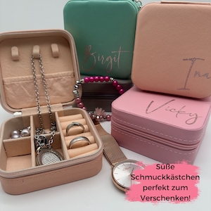 Schmuckkästchen personalisiert mit Name Geschenk für Freundin Brautjungfern Braut JGA Trauzeugin Reiseschmuckbox Schatulle Bild 1