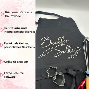 Kochschürze Backschürze Name Backfee Personalisierte Schürze Küche Grill Geschenk Hobbykoch Muttertag Geburtstag Mann Frau Bild 2