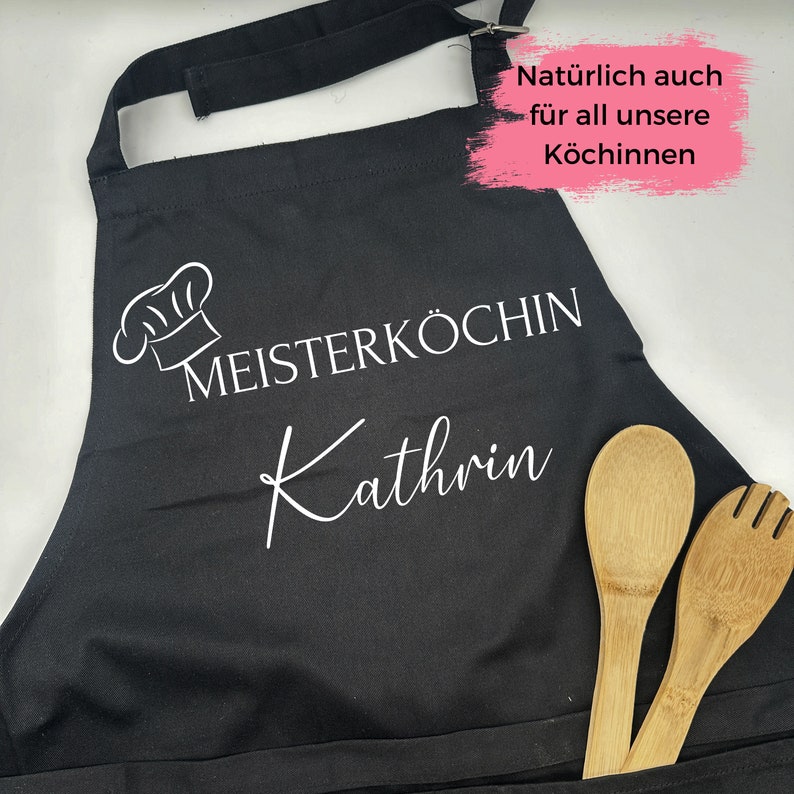 Große Kochschürze verstellbar Grillschürze mit Name Personalisierte Schürze Küche Grill Geschenk Geburtstag Mann Frau Bild 3