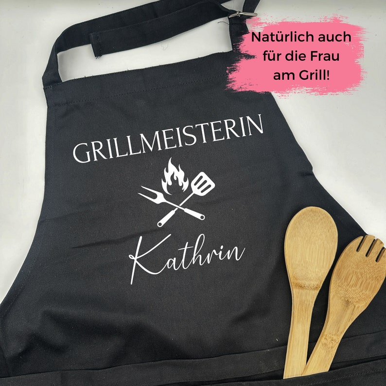 Große Grillschürze verstellbar Kochschürze mit Name Personalisierte Schürze Küche Grill Geschenk Geburtstag Mann Frau Bild 3