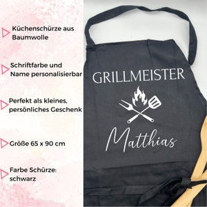 Kochschürze Grillschürze mit Name Personalisierte Schürze Küche Grill Geschenk Hobbykoch Vatertag Geburtstag Mann Frau Bild 2