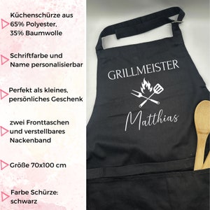 Große Grillschürze verstellbar Kochschürze mit Name Personalisierte Schürze Küche Grill Geschenk Geburtstag Mann Frau Bild 2