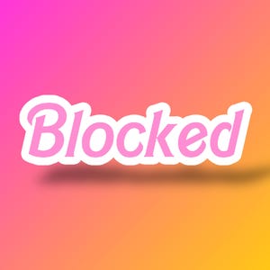 Blocked Text Aufkleber | Pink Doll Logo Parodie | Y2K Schriftart | Laptop Aufkleber | Entsperrgebühr | Meme Aufkleber | Lustiges Redesign | 90er Jahre Ära Nostalgie