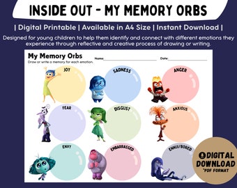 Inside Out 2 Activity Worksheet | My Memory Orbs | Emotional Memories | Inside Out 2 Movie | Social Emotional Learning Worksheet