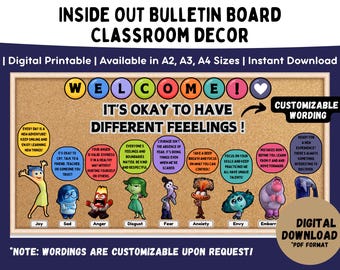 Inside Out 2 Emotions Classroom Decor: Back to School Bulletin Board (PDF Digital)