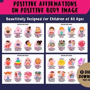 32 Karten mit positivem Körperbild, positive Affirmation für Kinder Inspirierende Motivationskarten | Aufmunterungskarten Kinder, Kids