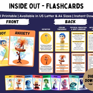 Inside Out 2 Schede didattiche sui sentimenti / Programma didattico per le lezioni in classe Inside Out / Poster sulla consapevolezza emotiva
