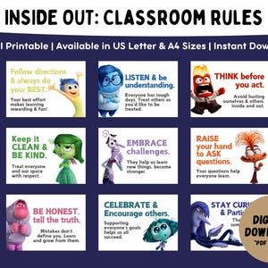 Inside Out Classroom Rules | Back to School Classroom Decor | Classroom Bulletin Board