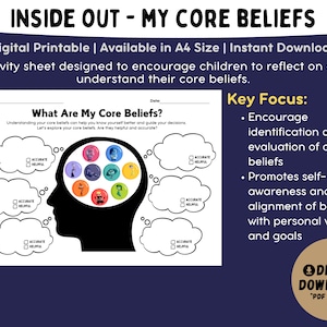 Inside Out 2 Activity Worksheet | What Are My Core Beliefs | Inside Out 2 Movie | Social Emotional Learning Worksheet