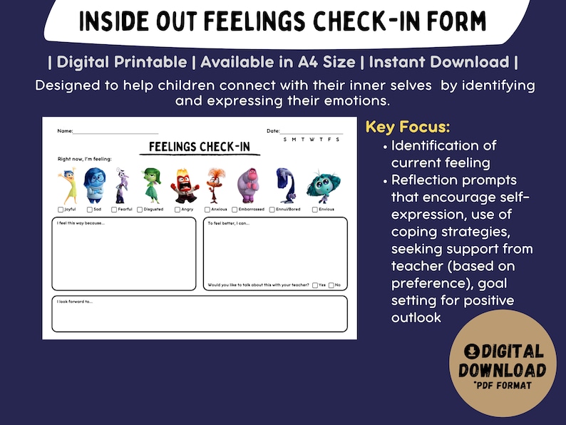 Inside Out Two Worksheet Inside Out 2 Feelings Check-in Worksheet: Classroom Daily Morning Check ...
