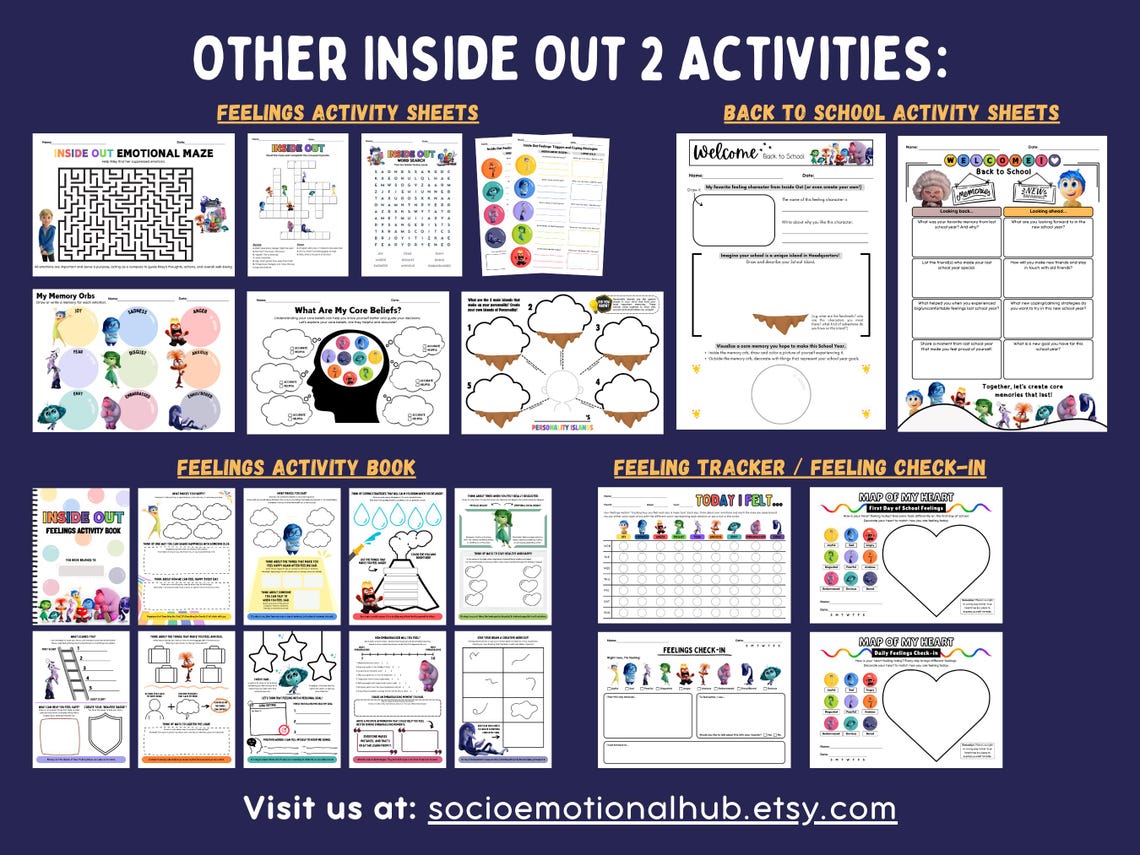 Inside Out 2 Feelings Activity Book: Social Emotional Learning (digital ...
