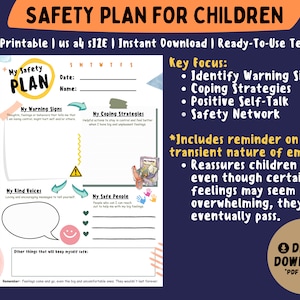 Plan de seguridad imprimible para niños / Plan de afrontamiento para niños