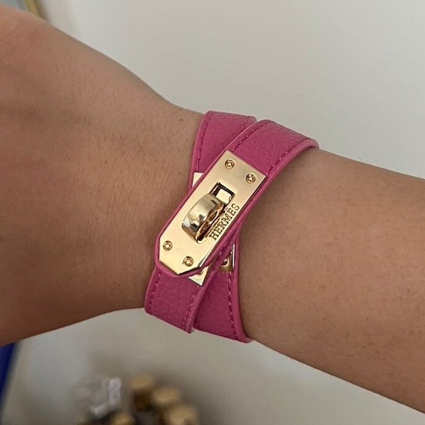 pink leather bracelet