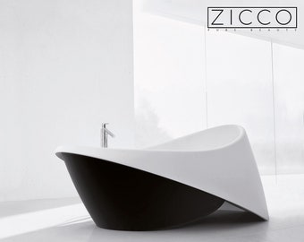 Marmorin freestanding bathtub ZICCO EMOTION 196 x 96 cm white / black