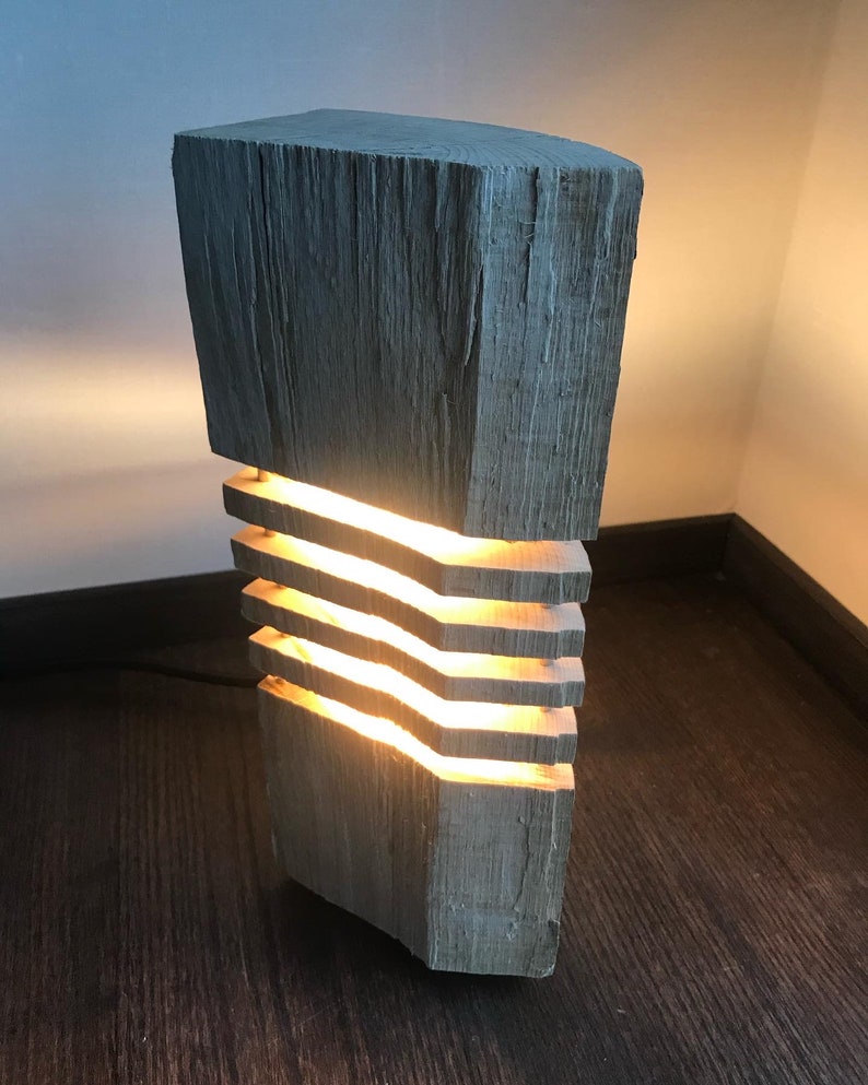 Unique Handcrafted Wooden Lamp Illuminate Your World with Natural Beauty image 2