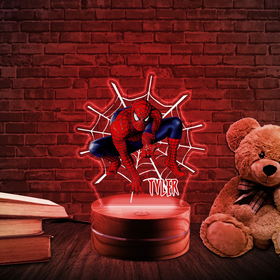 Spiderman Night Light Spiderman Customized Night Light Etsy