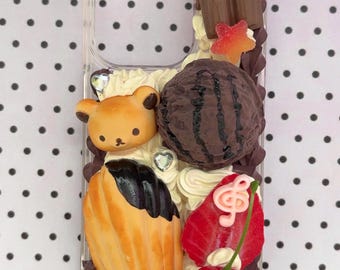 Teddy Biscuit Cream | rilakkuma vanilla chocolate creme & biscuits decoden phone case