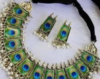 Set collana e orecchini tradizionali indiani fatti a mano, regalo per lei