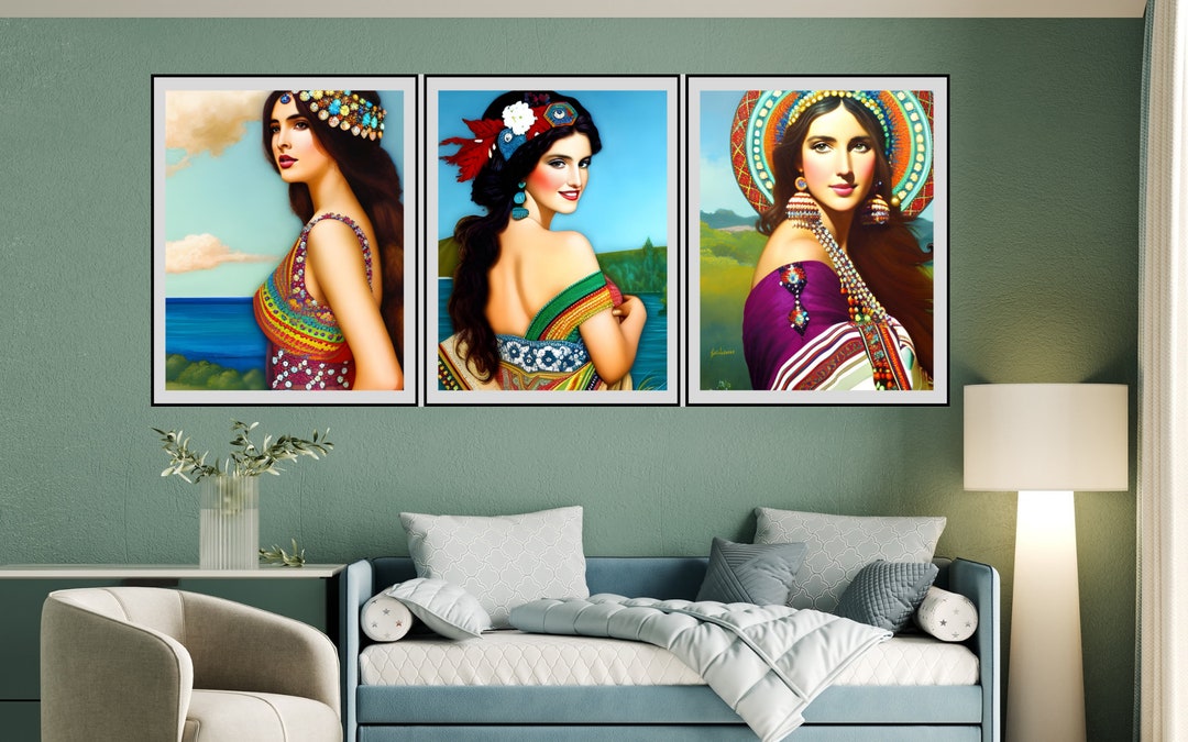 Set of 3 Printable Woman Wall Art, Attractive and Beautiful Woman Wall ...
