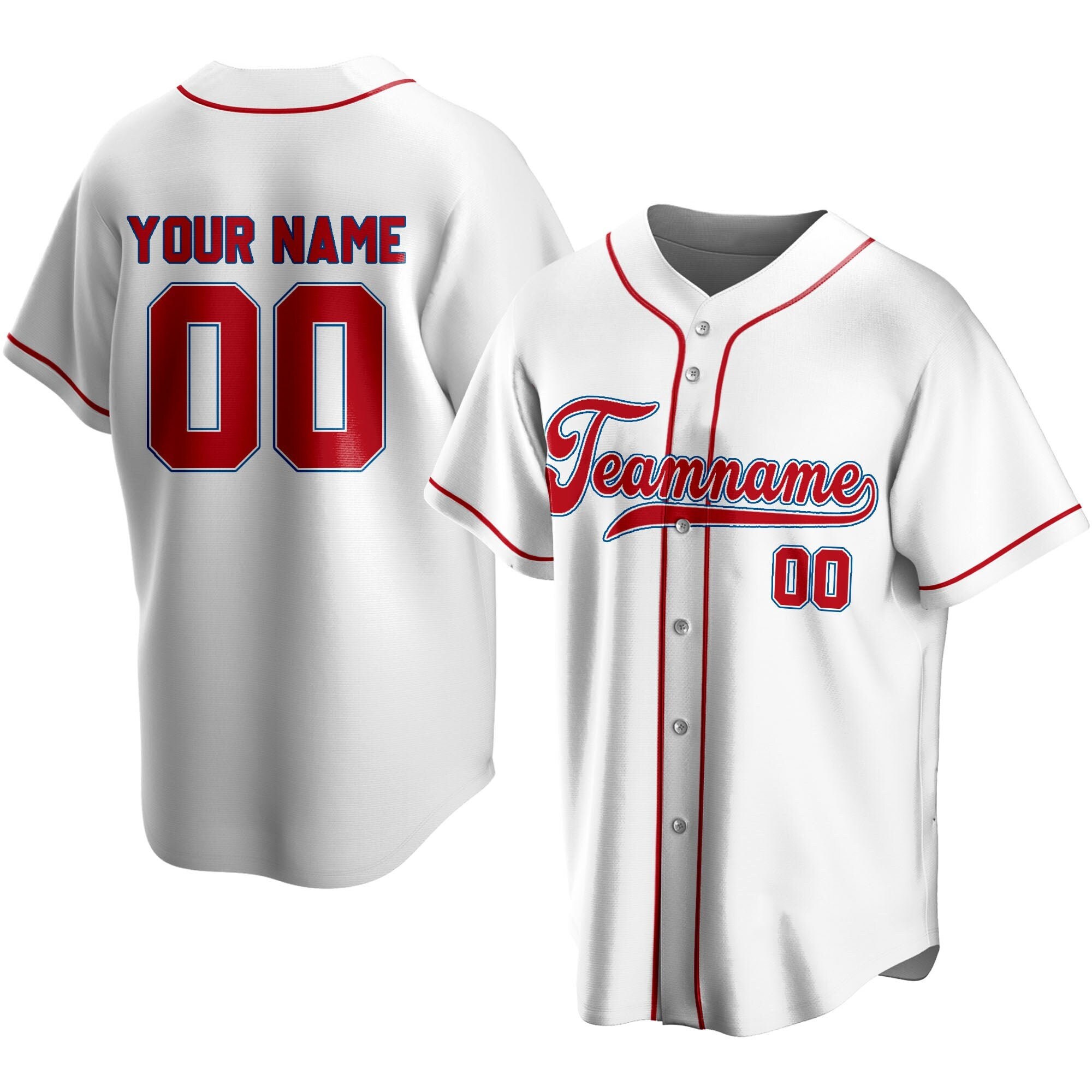 Custom Jersey Los Angeles White Red Blue Los Angeles Dodger 